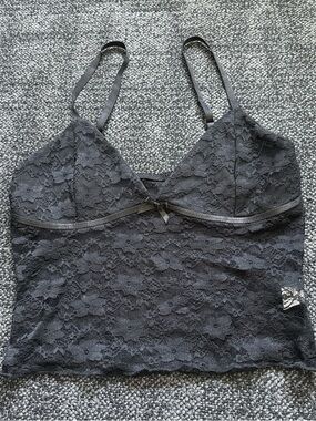 Black Lace Cami Crop Top with Adjustable Straps